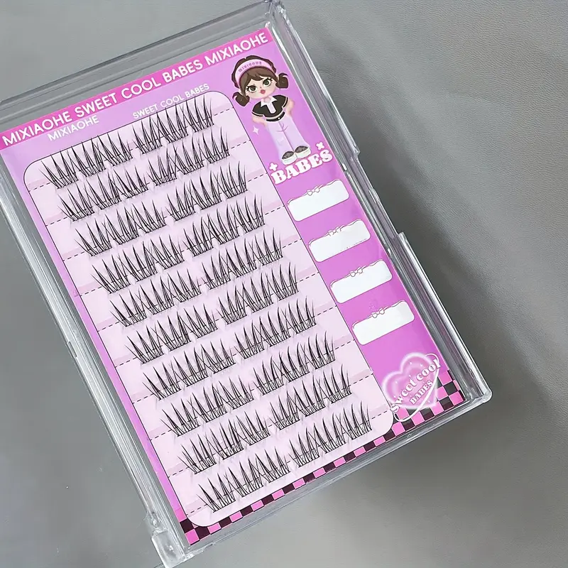 MIXIAOHE 60 Clusters DIY Self-Adhesive False Eyelashes - Natural C/D Curl, 10-15mm Lengths, Reusable Cross/Anime/Fluffy/Cluster Styles for Beginners, No Glue Needed, Korean-Inspired Everyday & Special Occasion Makeup 2