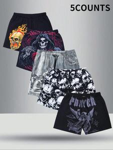 Men's Graphic  Print Shorts, Regular Fit Casual Comfy Breathable Shorts, Men's Underwear for Summer