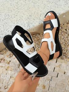 Women's Fashionable Patchwork Design Slide Sandals, Casual Comfortable Flat Sandals for Summer, Lightweight Breathable Shoes for Daily Wear, Girl