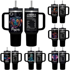 Constellation Pattern Tumbler, Stainless steel tumbler, 40oz Insulated Tumbler with Handle & Straw, Horoscope Zodiac Gifts for Women and Men, Drinkware