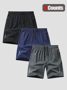 Men's Solid Pocket Zipper Side Shorts, Casual Comfy Breathable Summer Sports Shorts for Gym Workout Running, Men's Bottoms for Summer, Shorts for Summer, Athletic Shorts, Athleisure Casual Shorts, Athletic Wear Shorts, Lightweight Shorts