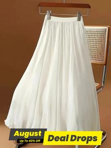 Women's Plain Long Skirt, Elegant Fashion Casual Breathable Material A Line Skirt for Daily Outdoor Wear, Women Bottoms for All Seasons, Womenswear