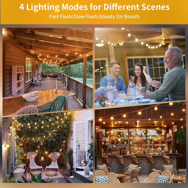 String Lights Remote Controlled, 200FT/60M Festoon Lights Outdoor Waterproof IP45, 100+4 Shatterproof G40 Bulbs, 2500K Warm White for Garden, Yard, Wedding, Patio, Terrace, Party 6