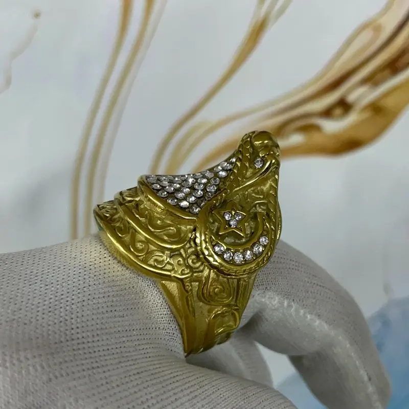 Premium Quality XXL Saddle Ring Iced out Stainless steel Gold Plated Bling Saddle Ring 7