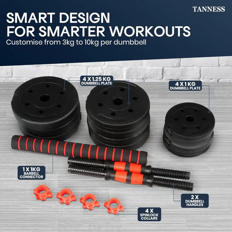 Dumbbells Set - 2 in 1 Adjustable Dumbbells - Dumbbell Sets for Men and Women - Barbell Weights Set with Connecting Rod - Dumbbell Pair - Gym Equipment - Exercise Equipment for Home Use adjustable  dumbbells swing  weights lifting  straps weights dumbbell 2