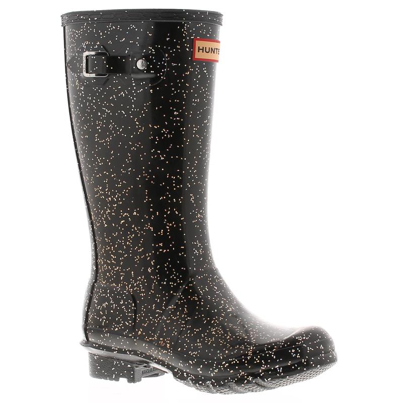 Hunter Older Girls Wellies Giant Glitter Lace Up black UK Size 0