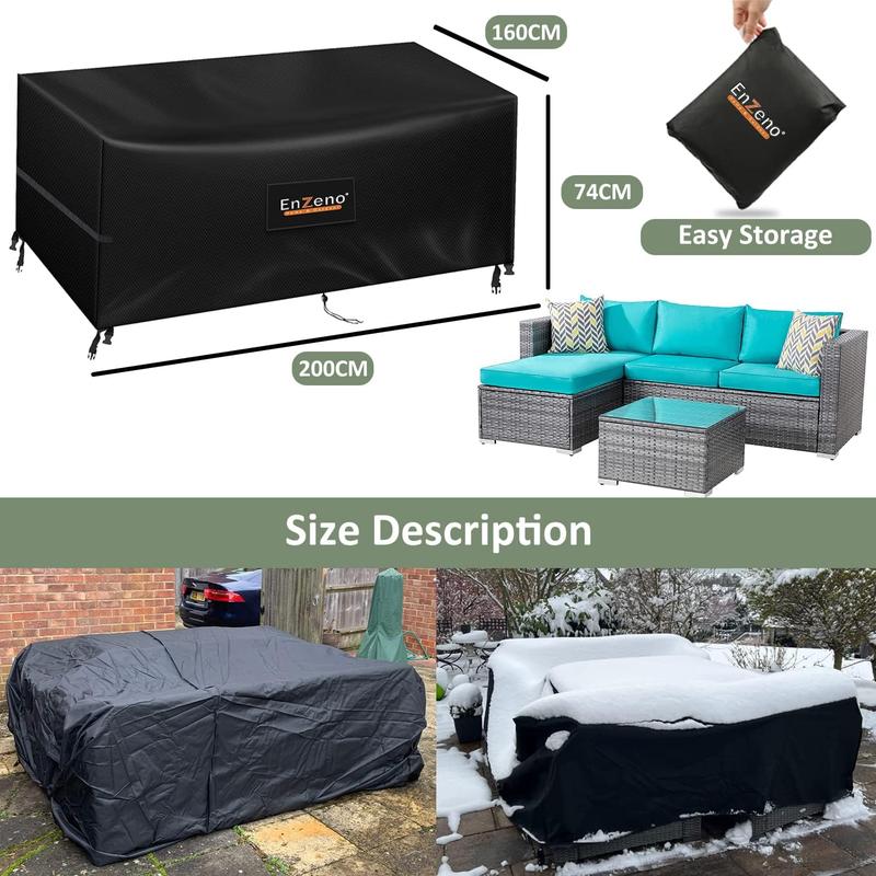 Enzeno Outdoor Garden Furniture Covers - Waterproof with Air Vent, 200*160cm, Patio Table and Chair Set Cover, Heavy Duty Oxford Fabric 5