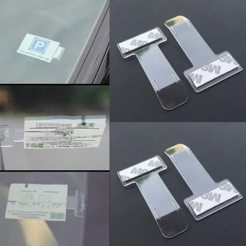 Transparent Car Vehicle Parking Ticket Receipt Permit Auto Fastener Card Bill Holder Clip Windshield Stickers Car Accessories