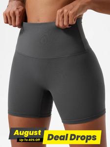 Sporty Women's Plain High Waist Skinny Sports Shorts, Gym Shorts, Sports High Stretch Wide Waistband Short Leggings, Ladies Sportswear for Indoor Outdoor Wear, Yoga Workout Shorts