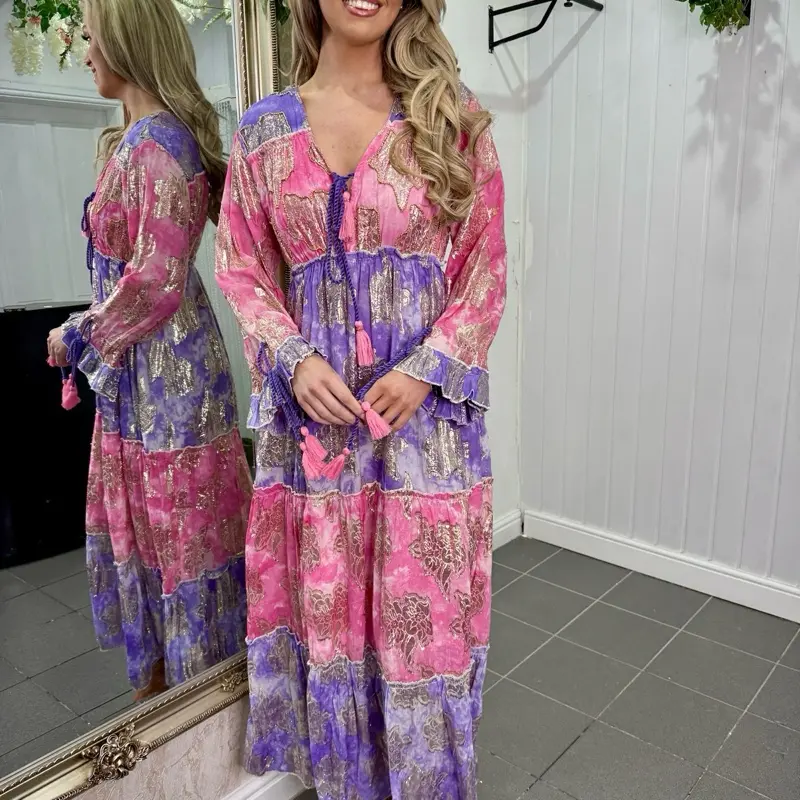 Embellished Gold Metallic Maxi Dress - 2 Colours 2