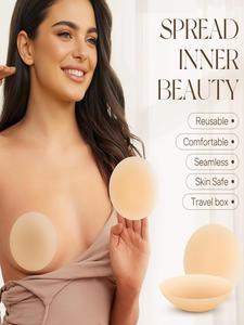 Reusable Silicone Nipple Covers for Women - Seamless Invisible Self-Adhesive Pasties (2 Pairs), Soft & Comfortable with travel box