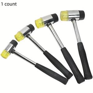 Soft Touch Double Head Rubber Hammer, Double Face Leather DIY Tool with 25mm Black Plastic Coated Grip for Handheld Projects