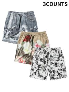 Men's Stylish Printed Drawstring Waist Beach Shorts, Regular Fit Casual Comfortable Breathable Fashionable Pocket Shorts, Men's All-Match Bottoms for Summer