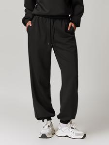 Women's Solid Drawstring Waist Sports Sweatpants, Casual Elastic Waist Jogger Pants for Daily Wear, Ladies Sportswear for All Seasons