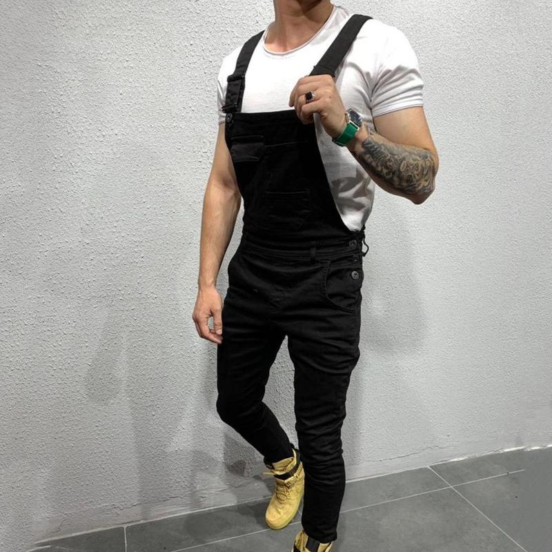 Product Introduction of Summer New Men's Distressed Denim Carpenter Overalls Bib Jumpsuits Motos Biker Jean Long Harajuku Rompers Streetwear Plus Size Casual Cotton 10