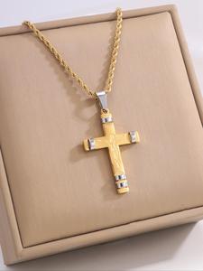 Stainless Steel Cross Pendant Necklace, Fashion Jewelry for Party, Daily Decor, Trendy All-match & Exquisite Jewelry for Birthday Gift