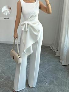 Two-piece Set Women's Solid Color Wide Leg Pants & Tank Top, Casual Fashion Trouser & Sleeveless Top for Daily Outdoor Wear, Women's Clothing for Summer, Womenswear, Suits