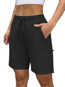 Women's Solid Color Zipper Pocket Gym Shorts, Quick Drying Breathable Golf Shorts, Ladies Sportswear for Indoor Outdoor Wear, Bottom