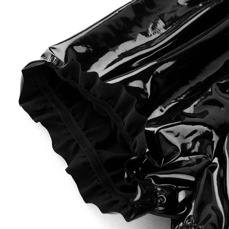 Women's Patent Leather Ruffled Boxer Shorts – Clubwear, Party, Cosplay Outfit 4