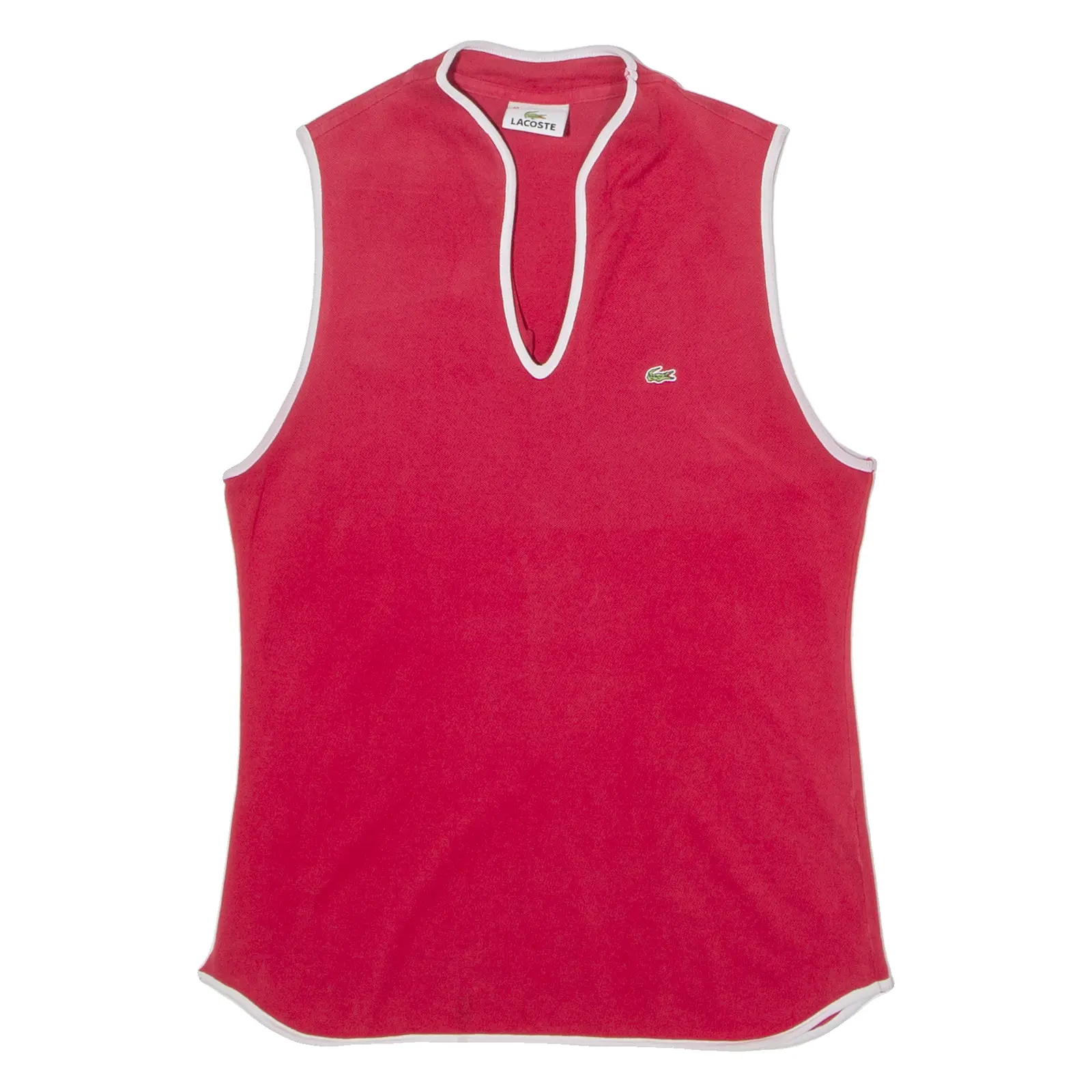 Preowned  LACOSTE Tennis Womens Vest Red Sleeveless V-Neck UK 12