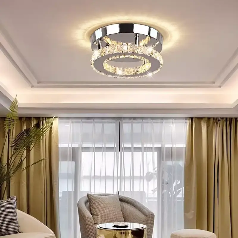 Modern LED Crystal Ceiling Light Chandelier Living Room Hallway Pendant Lamp 2
