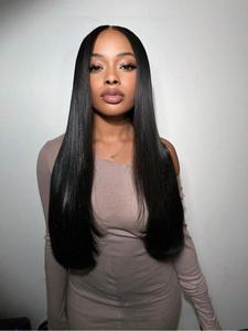 Long Straight Wigs for Women, Gorgeous Fluffy Wigs with Baby Hair, Human Hair Lace Front Wigs for Party, Daily Use