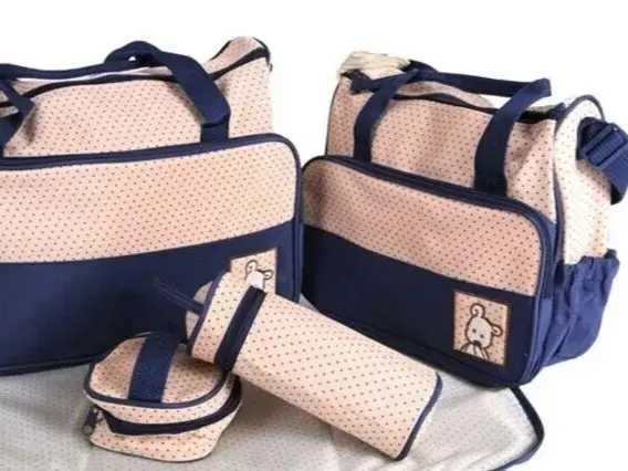 Large 5pcs Mummy Handbag Diaper Bags Set Shoulder Baby Nappy Changing Bag Travel 1