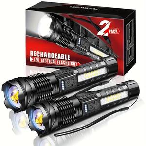 USB Rechargeable Flashlight, Rechargeable Led Flashlights, Portable High-lumen Flashlight, Waterproof Design Flashlight for Camping, Hiking, Fishing, Garden, Road and Garage Lighting