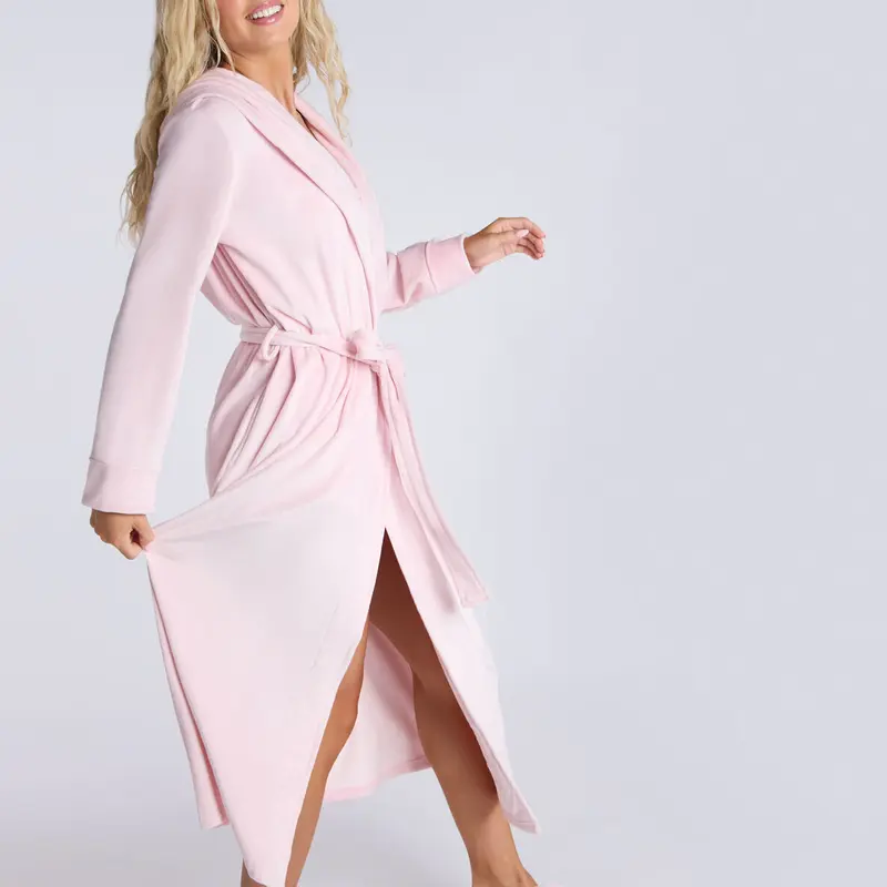 Boux Avenue Velour Long Length Hooded Dressing Gown Loungewear Belted Bathrobe 2