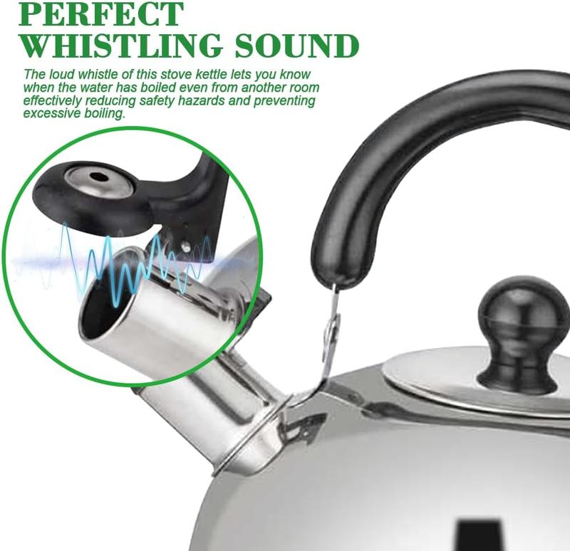 Ram 3L Heavy Duty Camping Whistling Kettle Camping Kettle for Gas Stove Travel Camping Holiday Portable Teapot Kettle 3 litres 8