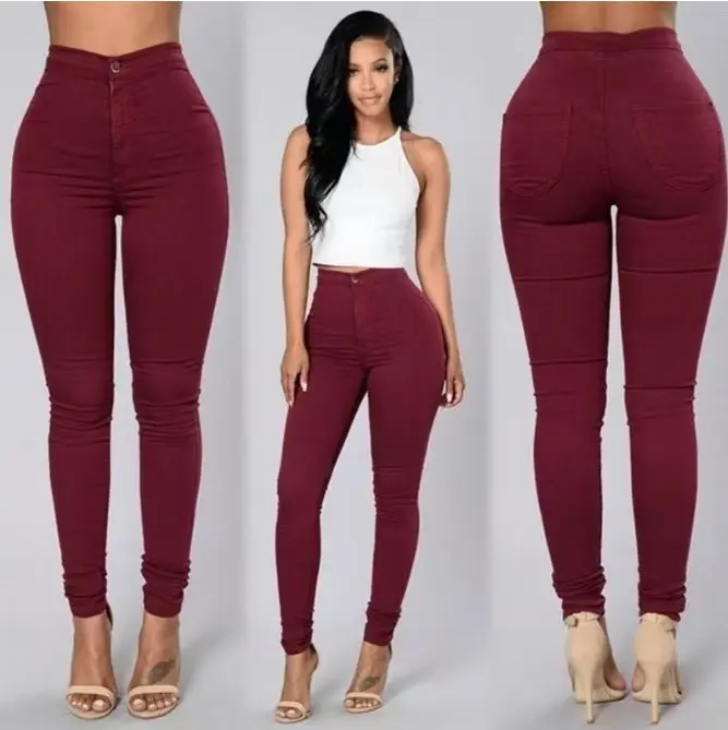 Hot Women Pencil Stretch Slim Denim Skinny Jeans PantsHigh Waist Jeans Trousers Womenswear Bottom 4