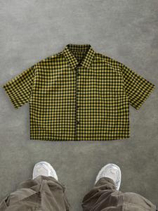 Men's Plaid Print Short Sleeve Button Up Shirt, Regular Fit Casual Street Retro Style Top for Summer, Men's Clothes for Daily Wear