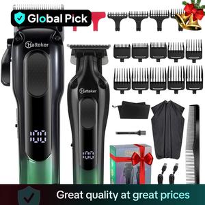 Professional Hair Clipper Set, 1 Set Electric LED Display Beard Trimmer & Clipper & Accessories, USB Rechargeable Hair Trimmer Kit for Men, Hair Cutting Kits
