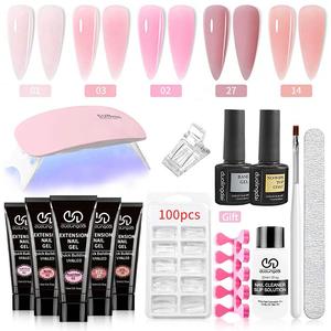 Extension Gel Kit, Professional Nail Art Kit, Portable UV Lamp & Nail File & Nail Brush & Nail Tips & Nail Polish, Ideal for Girls' Nail Care