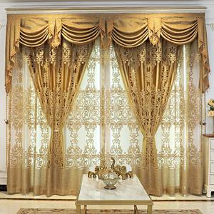 Vintage Pattern Curtain Set, 3counts/set Tiered Curtain Set, Including 2 Blackout Curtain & 1 Curtain Tieback, Heavy Curtain, Decorative Curtain Set for Living Room