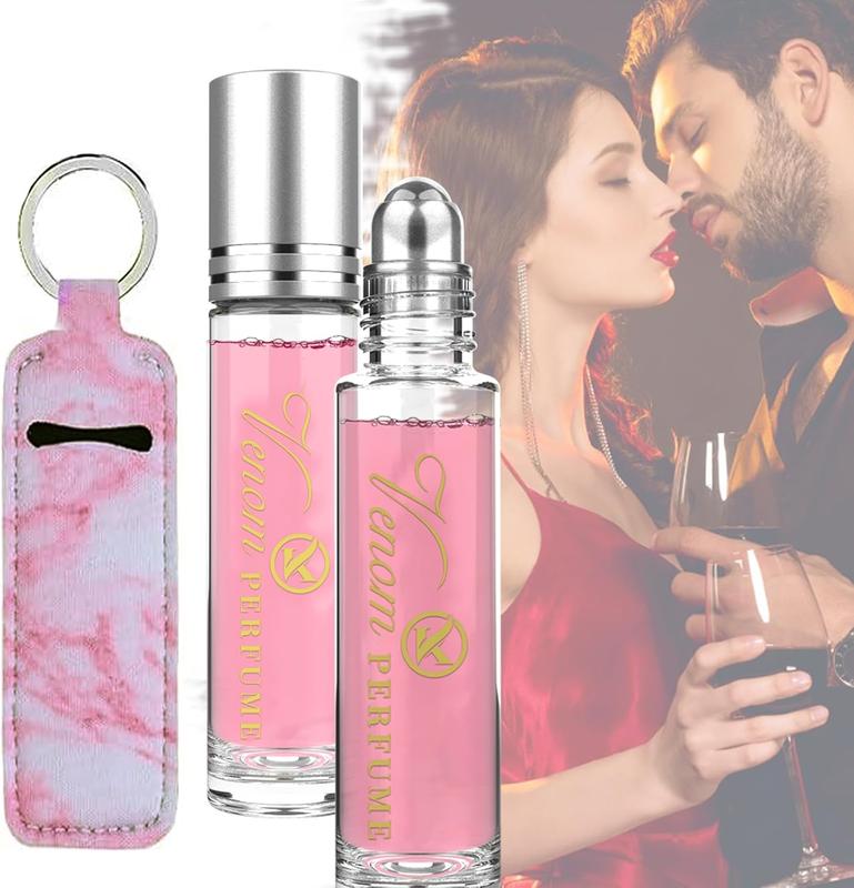 2pcs Pheromone Perfume for Women, Fruity Floral Scent, Roller Ball Applicator, Includes Protective Case 3