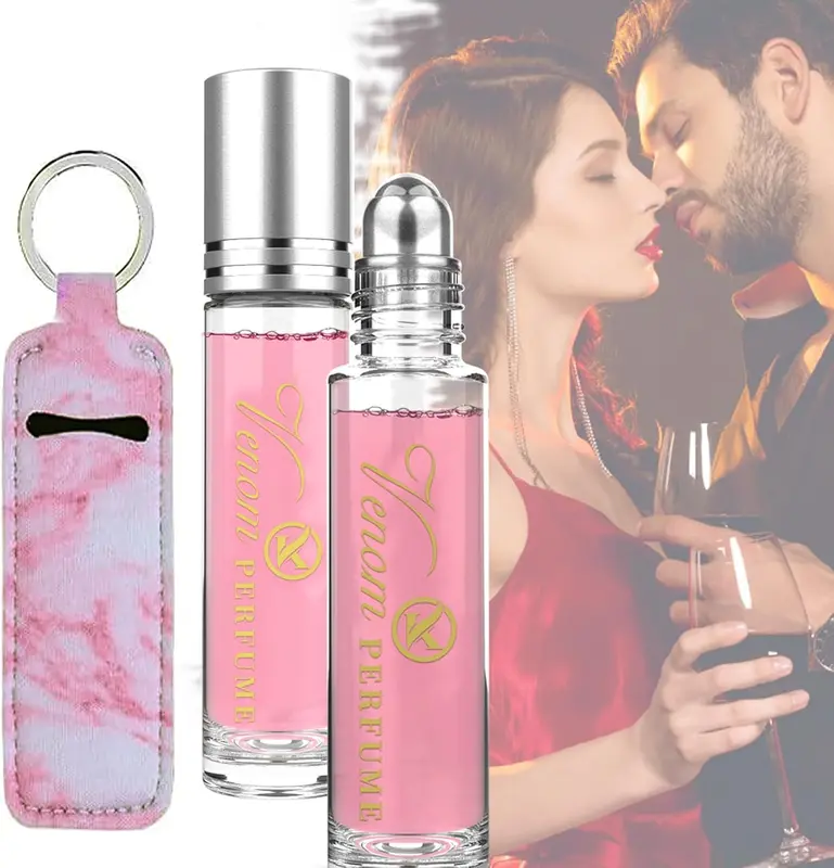 2pcs Pheromone Perfume for Women, Fruity Floral Scent, Roller Ball Applicator, Includes Protective Case 3