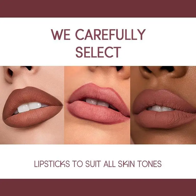 6Pcs Lipstick Lip Liner Set, Non-Stick Cup Not Fade Waterproof Long Lasting Nude lip stain Makeup Kits Velvety Nude Lipliner Lip Gloss Make Up Gift Set For Women 3