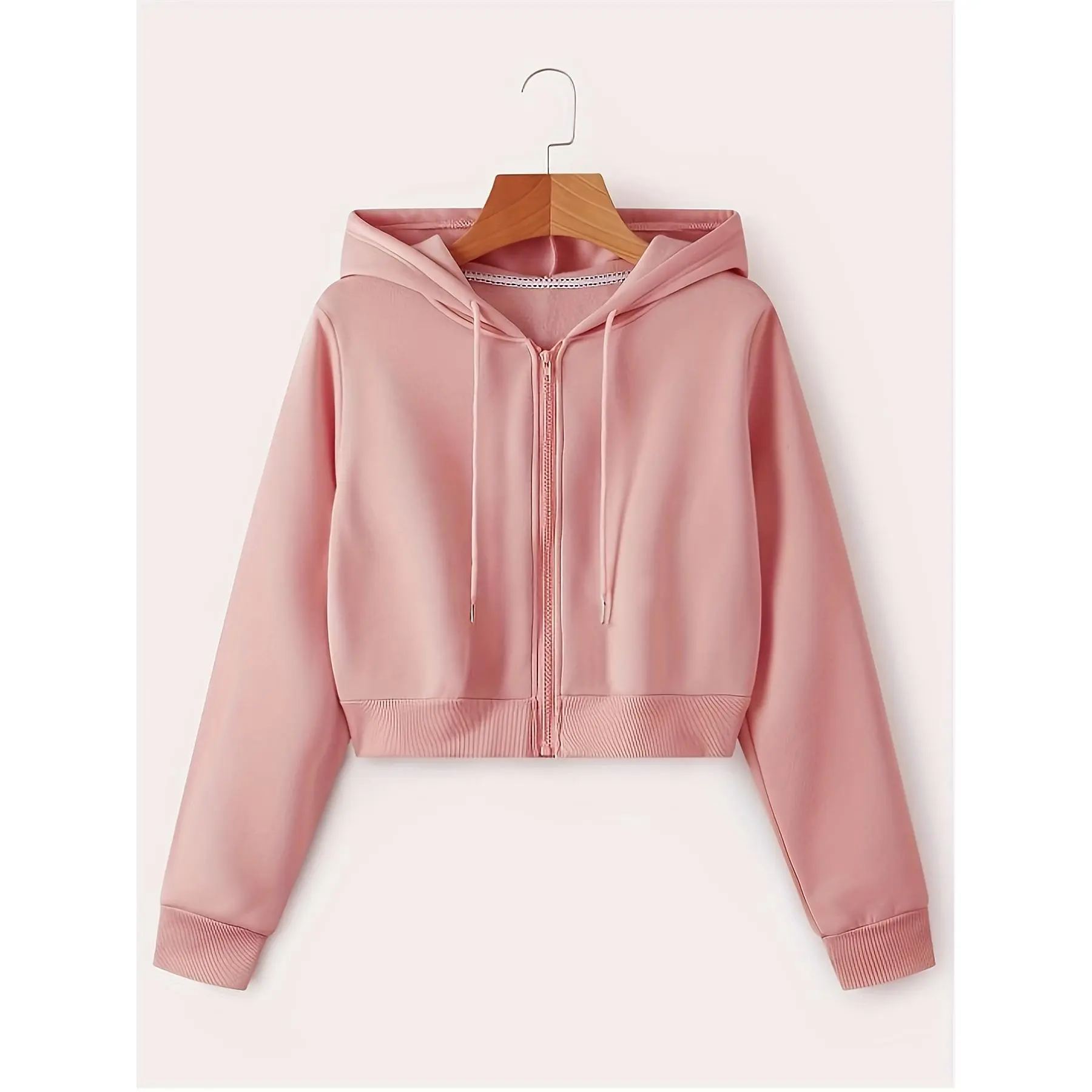 Women'S Casual Hooded Solid Color Knit Polyester Outerwear, Loose Fit, for Fall/Winter