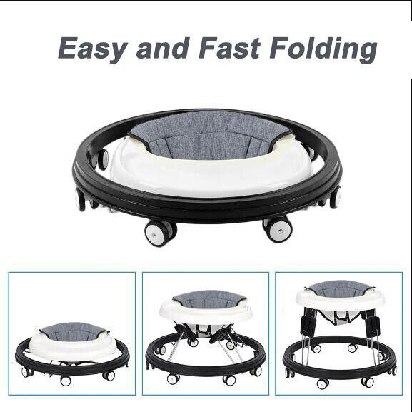 Baby Walker Portable Folding Adjustable for Toddler First Step Push Along Walk 6