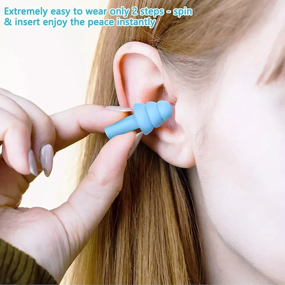 ** 5 PAIRS ** Soft Silicone Ear Plugs - Reusable Noise Cancelling Sleep Swim