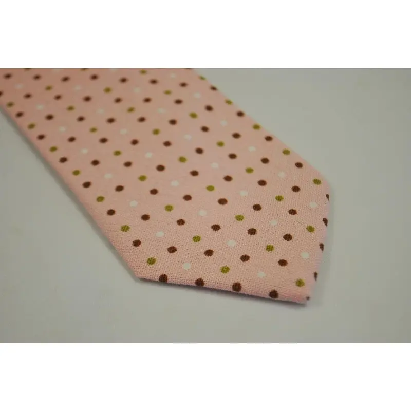 pink tie with red, green and white polka dots 4