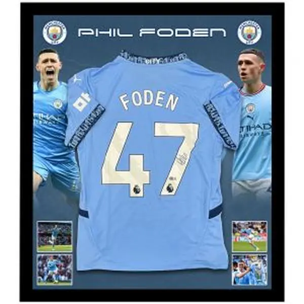 Soccer – Phil Foden Signed & Framed Manchester City Jersey (Bec...
