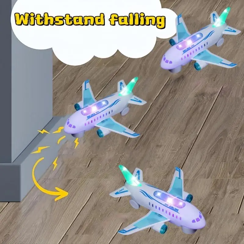 Interactive Electric Airplane Toy - LED Lights, Sounds, Battery Operated, Safe Plastic, Educational Play for Ages 3+, White 8