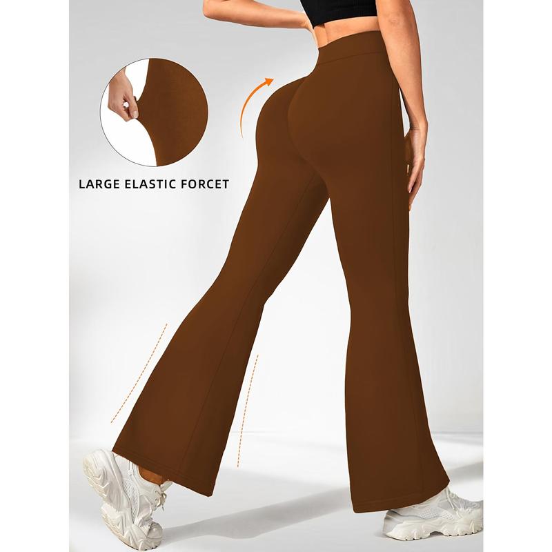 1 pair of Women's yoga pants, tummy control fitness leggings with non-transparent flared design 5
