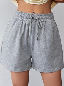 Women's Plain Pocket Gym Shorts, Casual Comfy Breathable Minimalist Shorts for Yoga Gym Workout Running, Ladies Sportswear for Summer, Womenswear