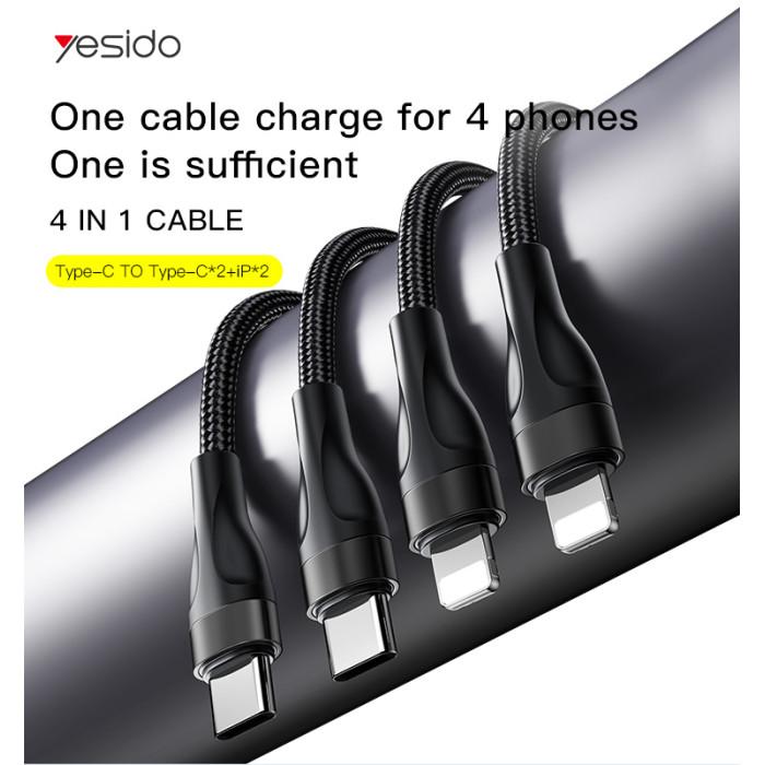 CA110 4 in 1 Charging Data Cable | Type-C to 2 TC + 2 IP Mobile Phone Charging Cable 3