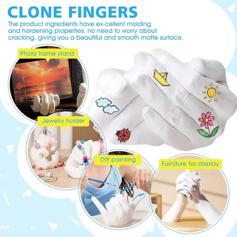Hand Mold Casting Kit, Hand Moulding Kit Couple, Hand Casting Kit, Baby Hand and Foot Casting Kit, Joint Gifts for Couples Family Baby with Paint Brush 3