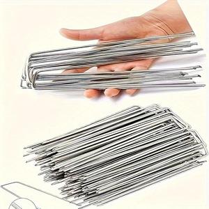 U-shaped Garden Pile, 30pcs/set Metal Landscape Fabric Fastening Peg, Garden Tool for Fixing Weeding Barrier, Ground Cover, Fence & Artificial Lawn