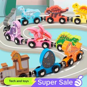 Durable Wooden Dinosaur Train Toy, 1 Set Durable Number Train Montessori Toy, Remote Control Dump Truck, Block Assembly Toy for Birthday Gift, Kids Toys, Fidget Toys, Gifts for Kids, Toys for Boys, Remote Controlled Car